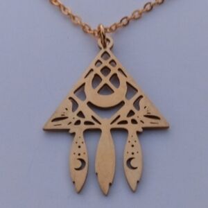 ❤️ 2/$20 Stainless Steel Triangle Moon Feather Boho Luxury Necklace NWT